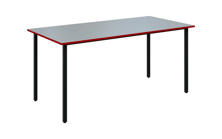 JSB 160N Jídelní stůl 1600 x 800 mm, deska šedá s hranou červená flamengo / podnož černá